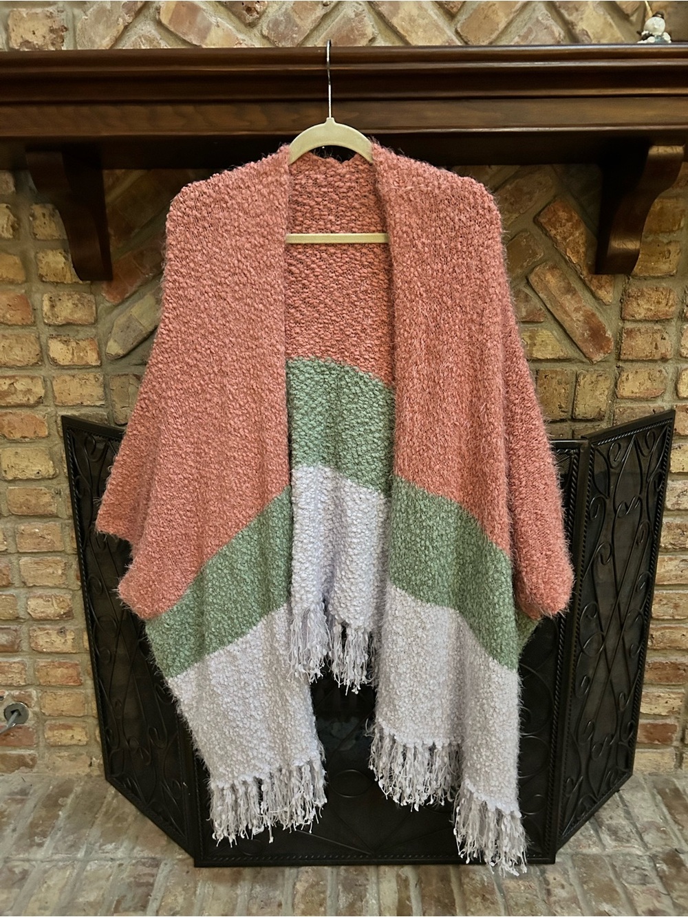 Matilda Jane Pink, Sage & Cream Bouclé Cardigan Wrap
